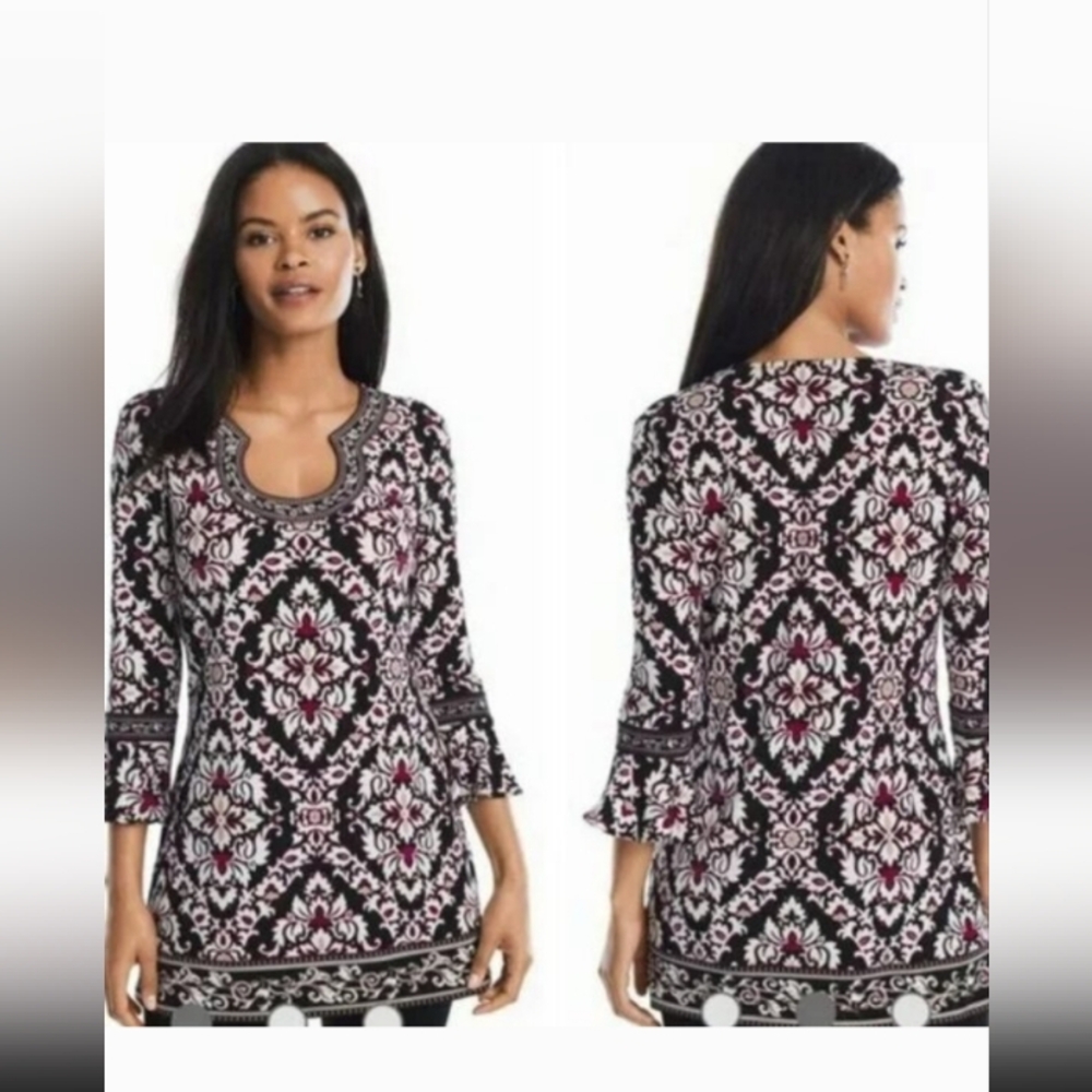 White House Black Market Long Sleeve Brocade Floral Dress Like New Sz XS